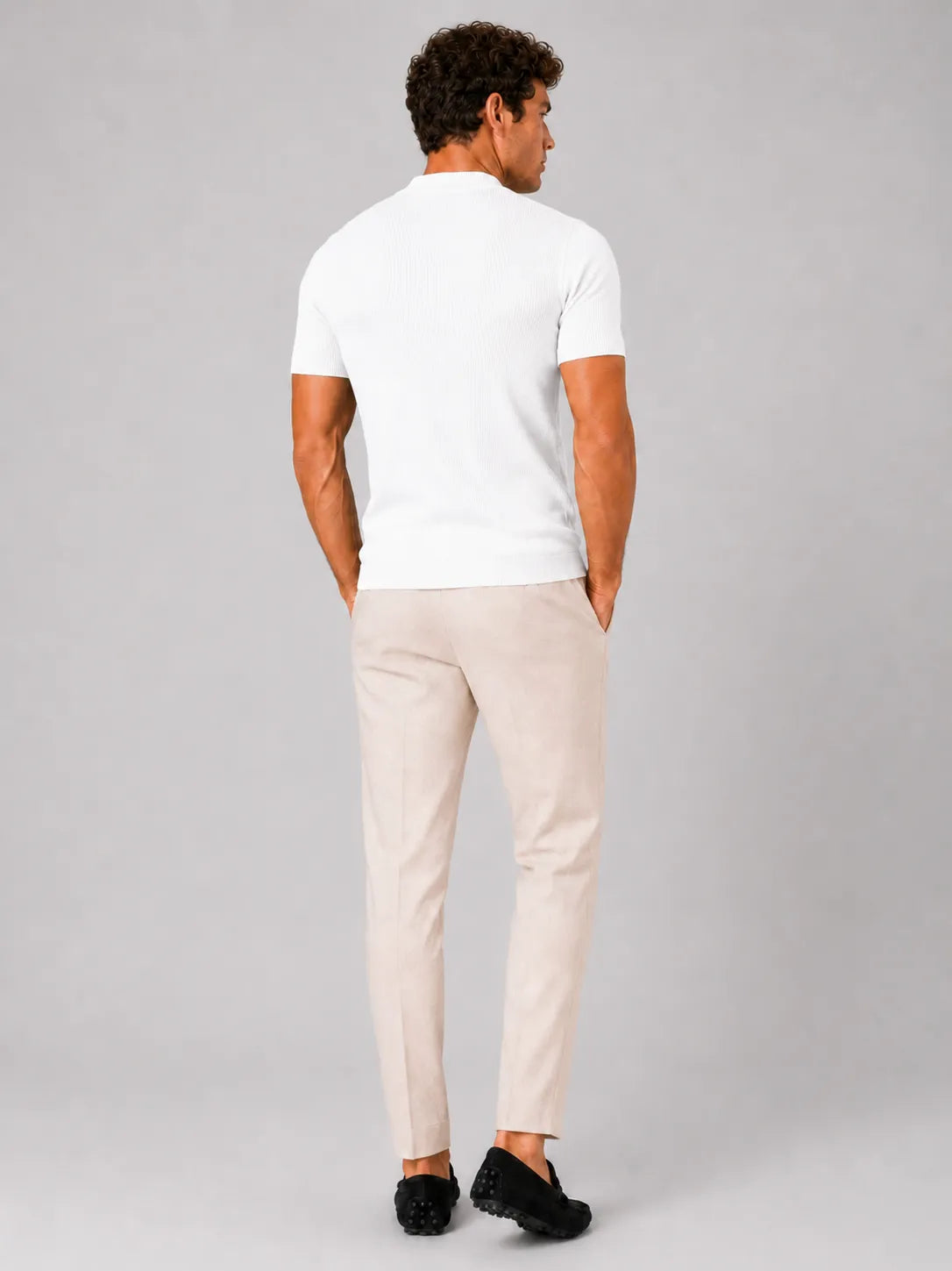 Men's Slim Fit Ribbed Mock Neck T-Shirt