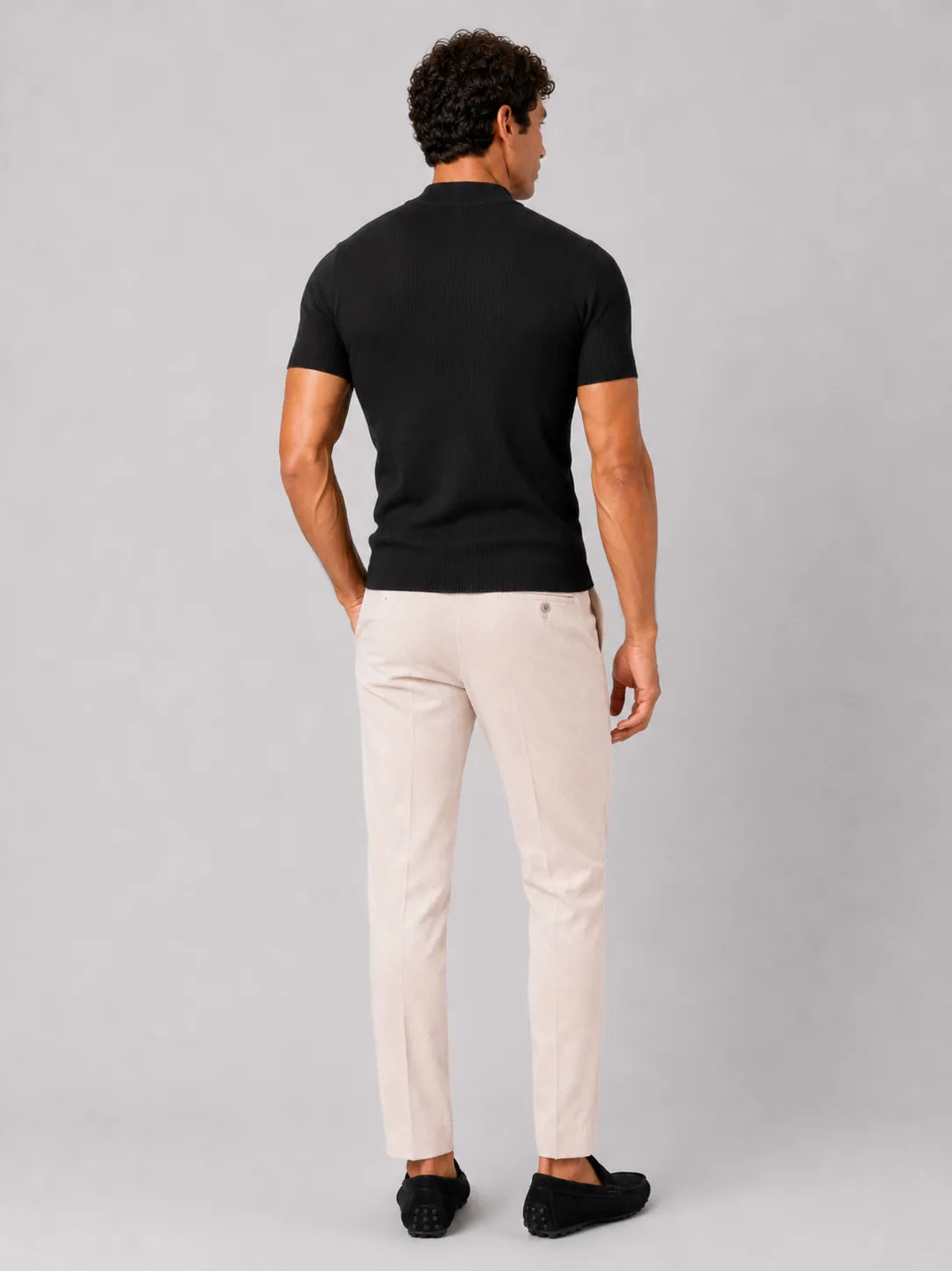 Men's Slim Fit Ribbed Mock Neck T-Shirt