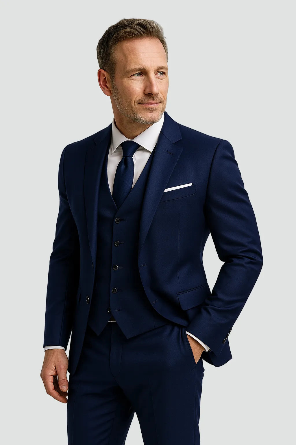Men's Slim Fit Three-Piece Elegant Suit with Vest
