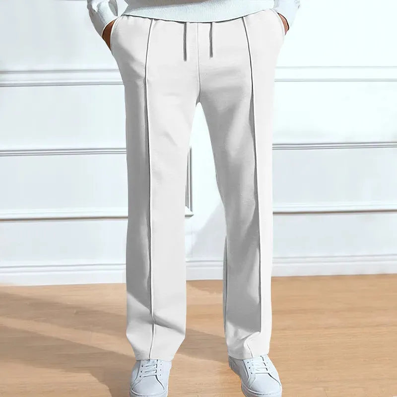Men's Slim Fit Trousers with Drawstring Waist