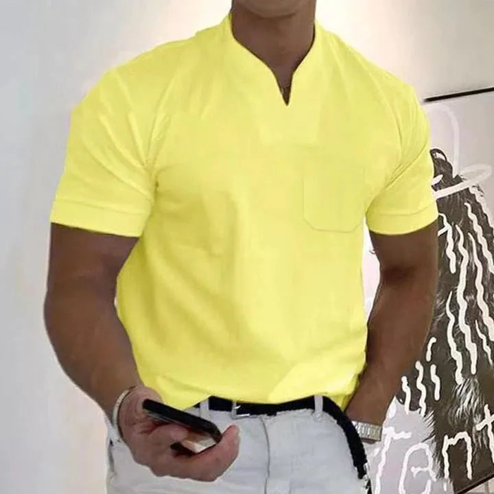 Men's Slim Fit V-Neck T-Shirt with Sporty Style
