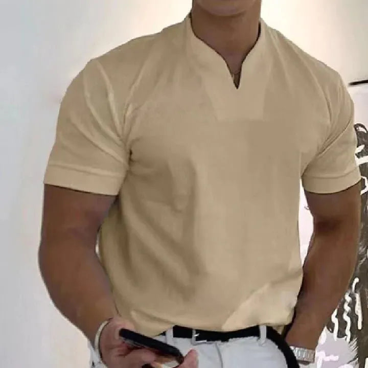Men's Slim Fit V-Neck T-Shirt with Sporty Style