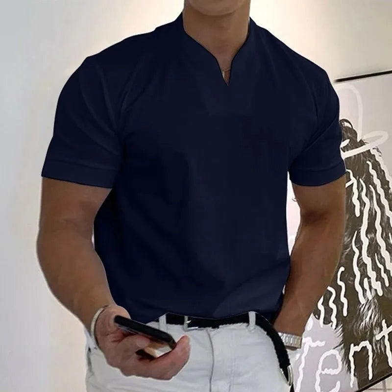 Men's Slim Fit V-Neck T-Shirt with Sporty Style