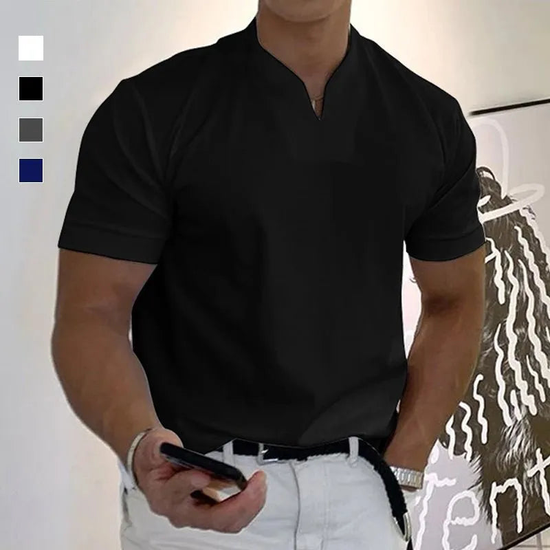 Men's Slim Fit V-Neck T-Shirt with Sporty Style