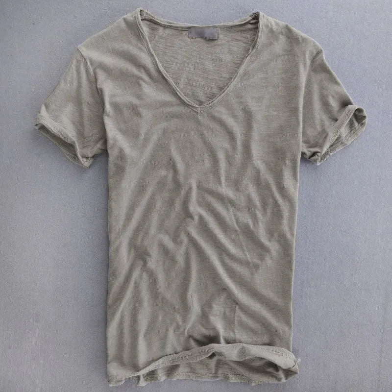 Men's Slim Fit V-Neck T-Shirt with Textured Finish