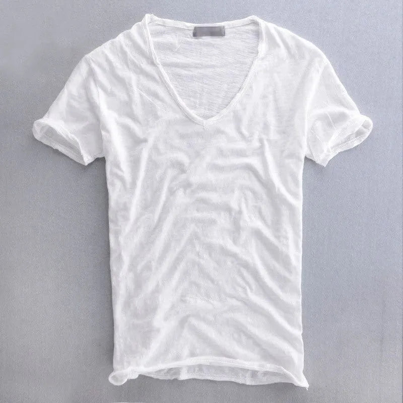 Men's Slim Fit V-Neck T-Shirt with Textured Finish