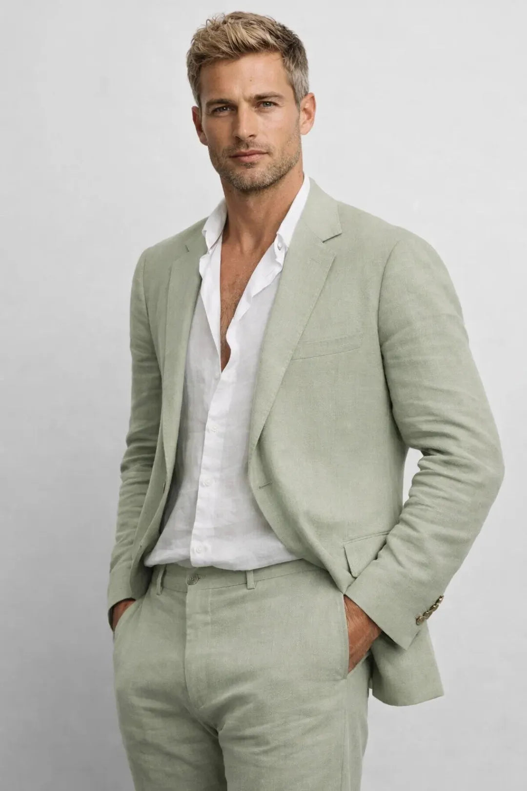 Men's Tailored Two-Piece Suit with Blazer and Trousers