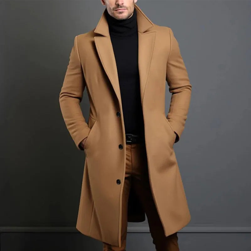 Men's Tailored Wool Winter Coat for Smart Casual Wear