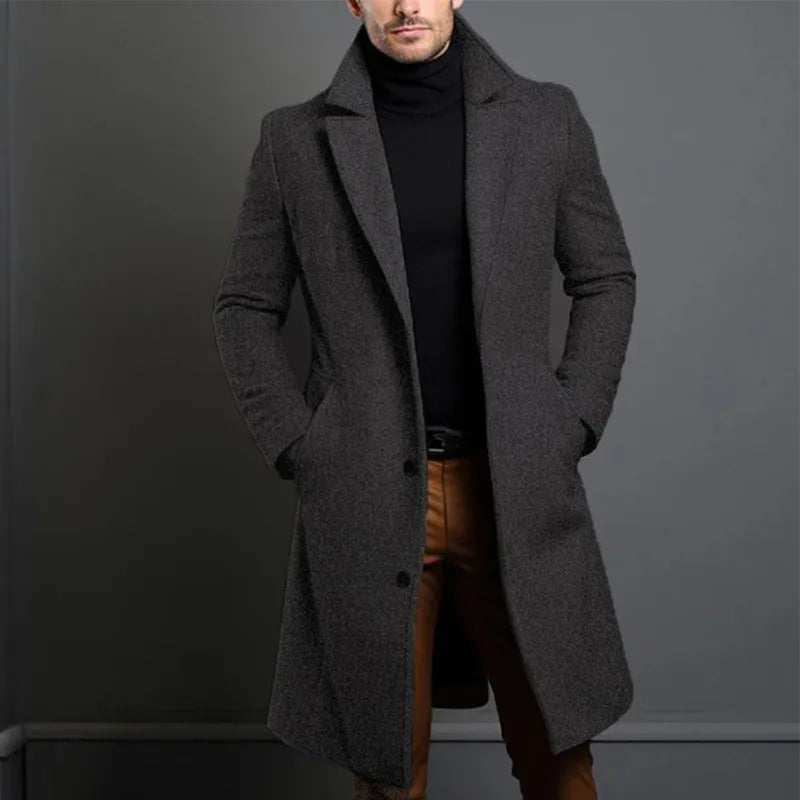 Men's Tailored Wool Winter Coat for Smart Casual Wear