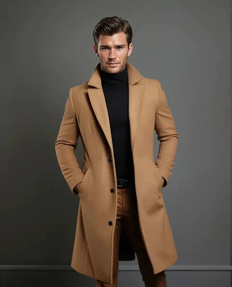 Men's Tailored Wool Winter Coat for Smart Casual Wear
