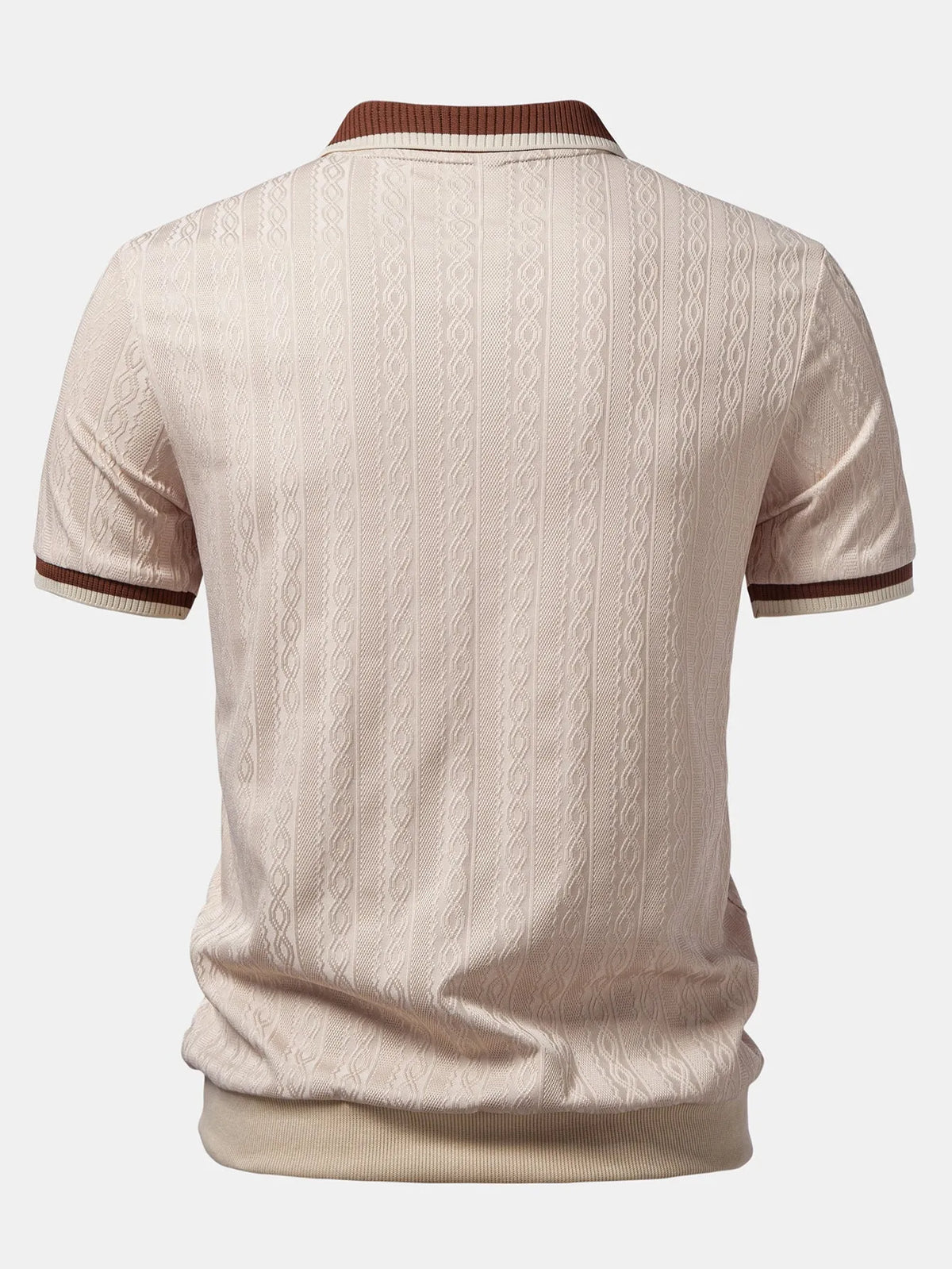 Men's Textured Knit Polo Shirt with Quarter Zip