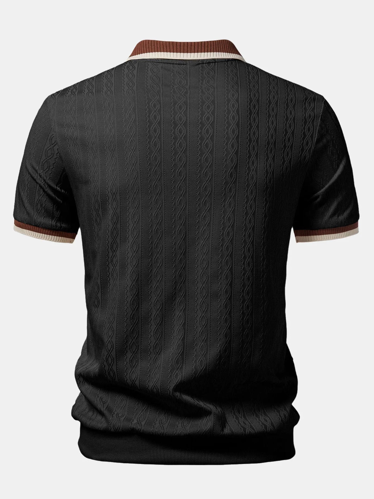 Men's Textured Knit Polo Shirt with Quarter Zip