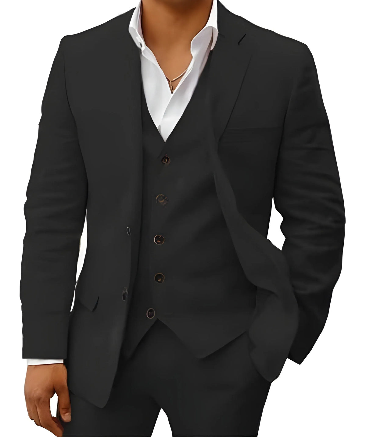 Men's Three-Piece Tailored Suit with Lapel Jacket