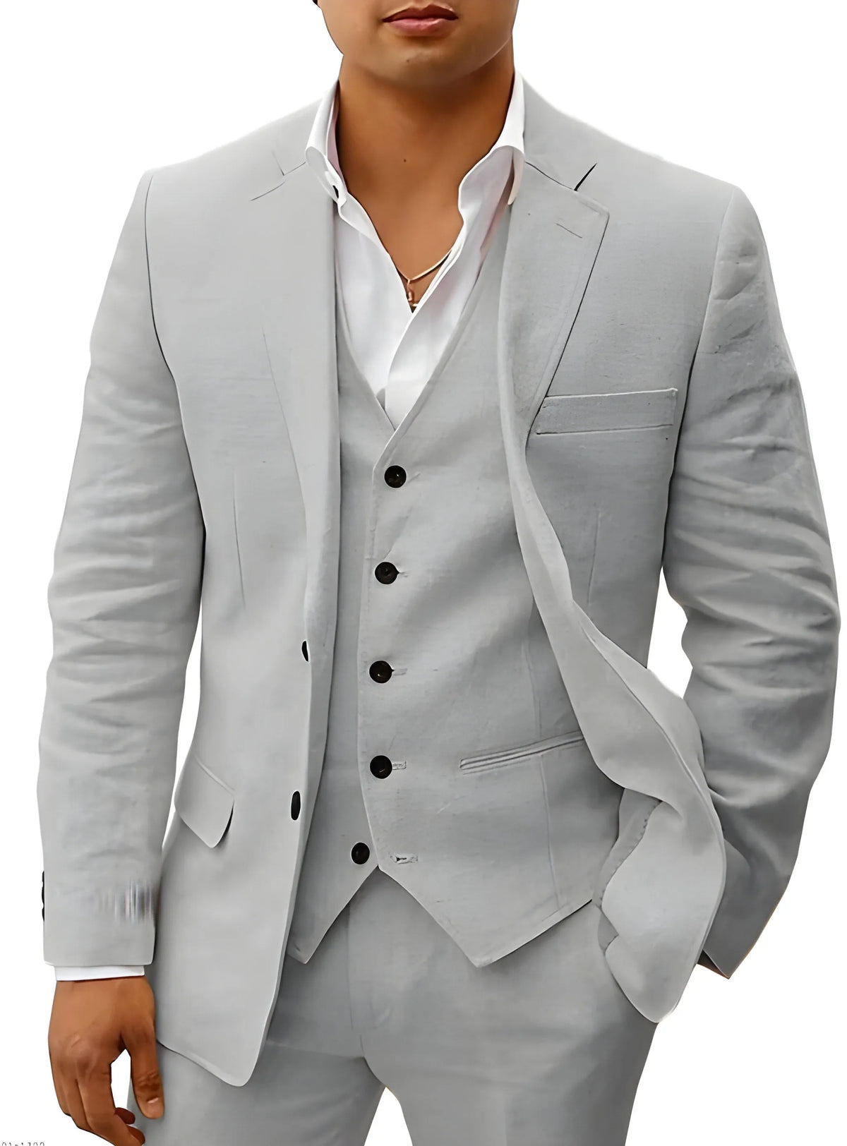Men's Three-Piece Tailored Suit with Lapel Jacket