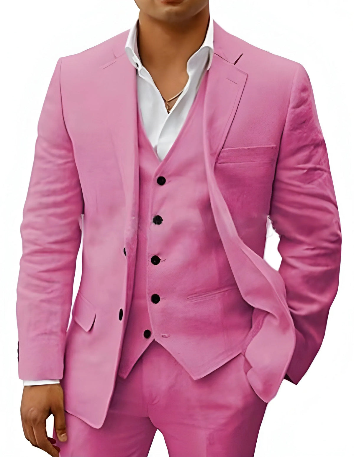 Men's Three-Piece Tailored Suit with Lapel Jacket