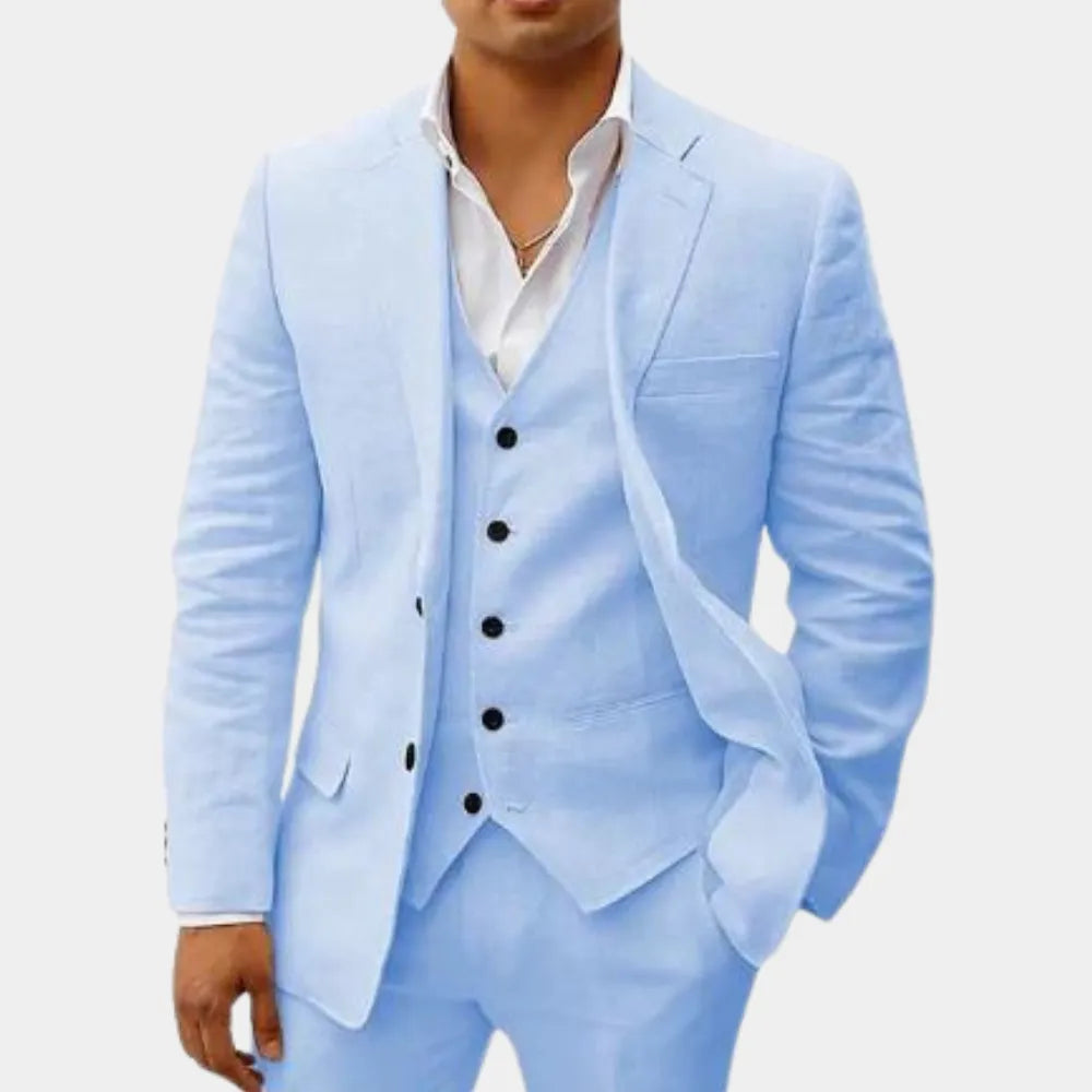 Men's Three-Piece Tailored Suit with Lapel Jacket