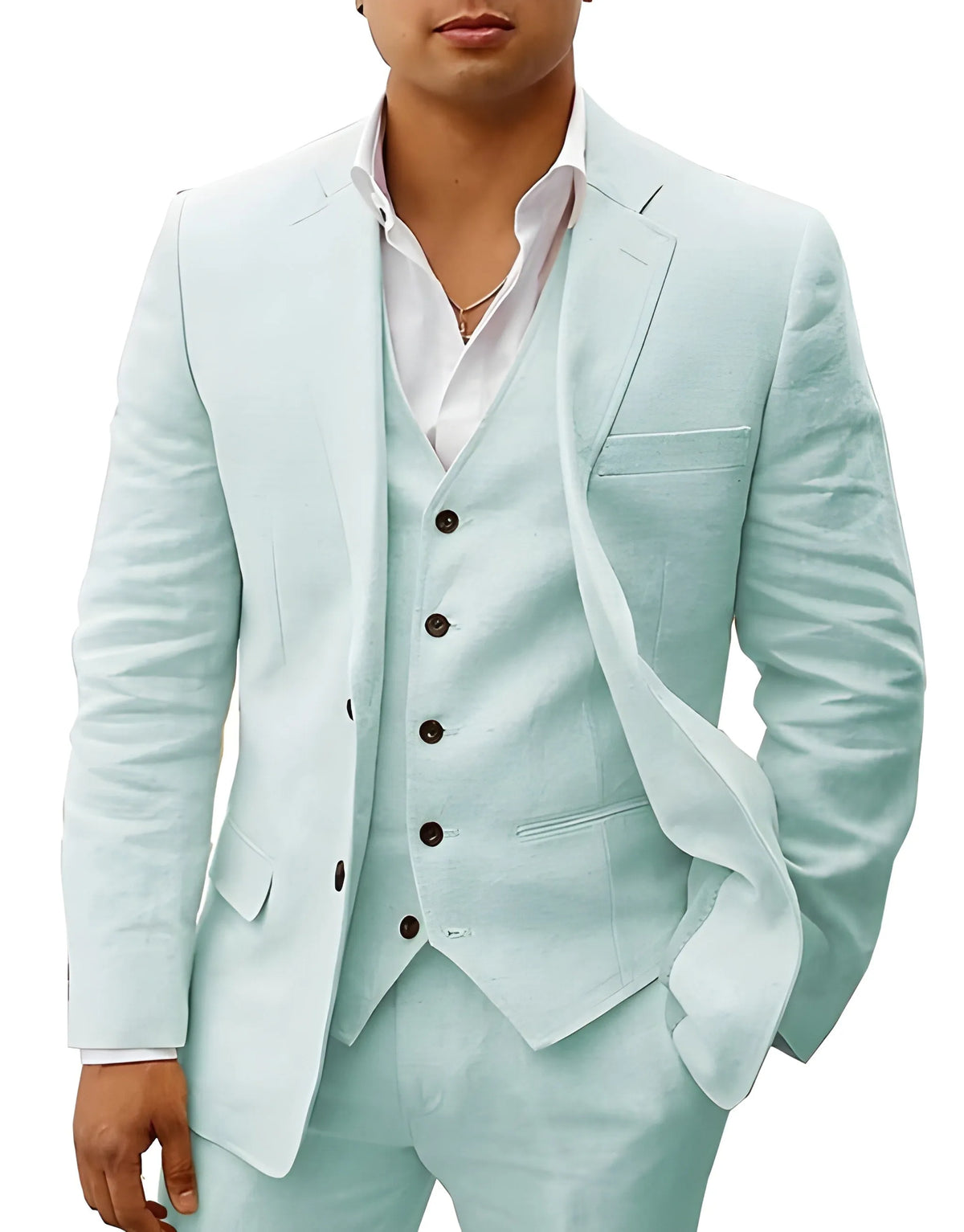 Men's Three-Piece Tailored Suit with Lapel Jacket