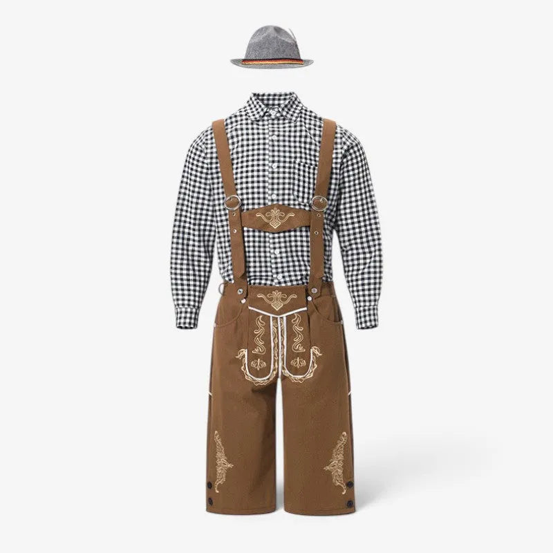 Men's Traditional Bavarian Costume Set with Lederhosen and Shirt