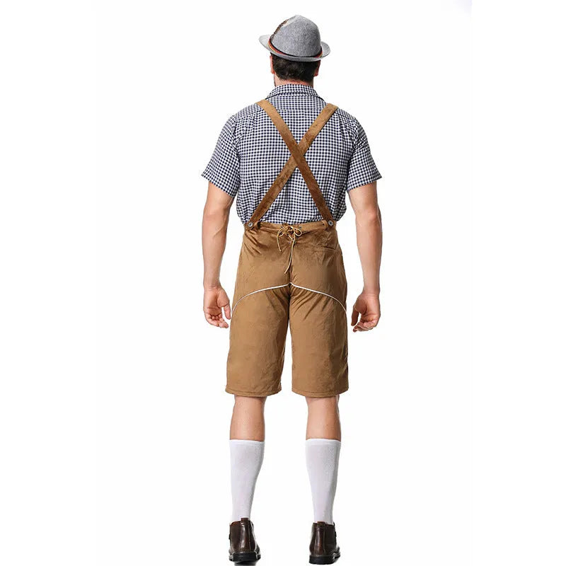 Men's Traditional Bavarian Costume Set with Lederhosen and Shirt