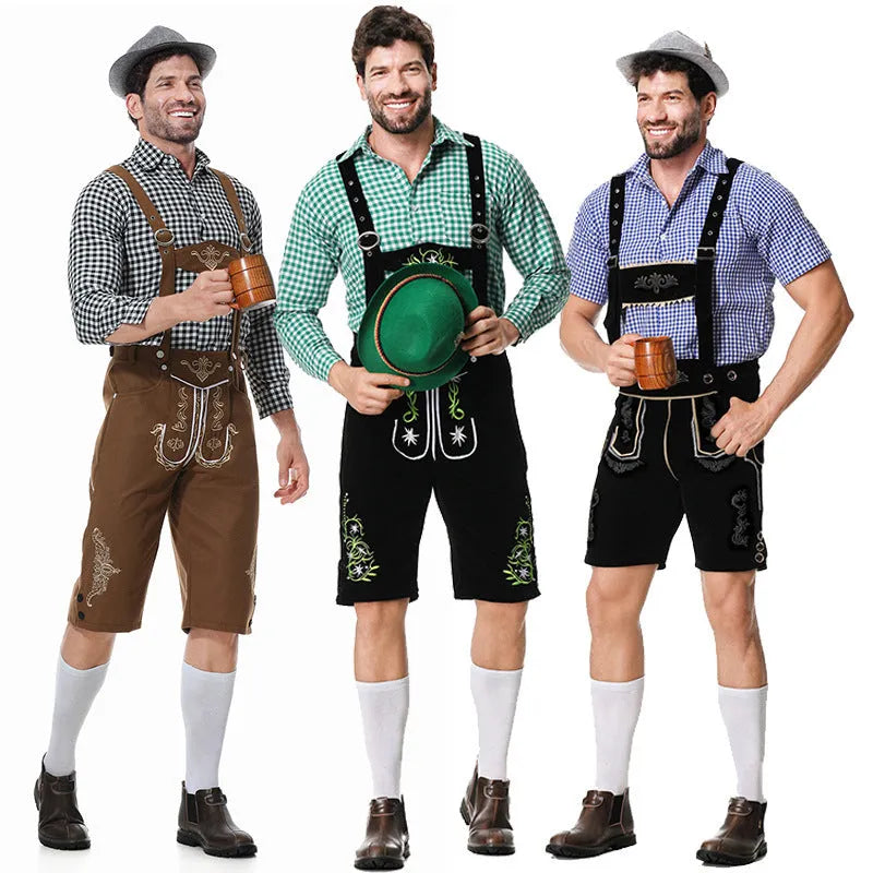 Men's Traditional Bavarian Costume Set with Lederhosen and Shirt