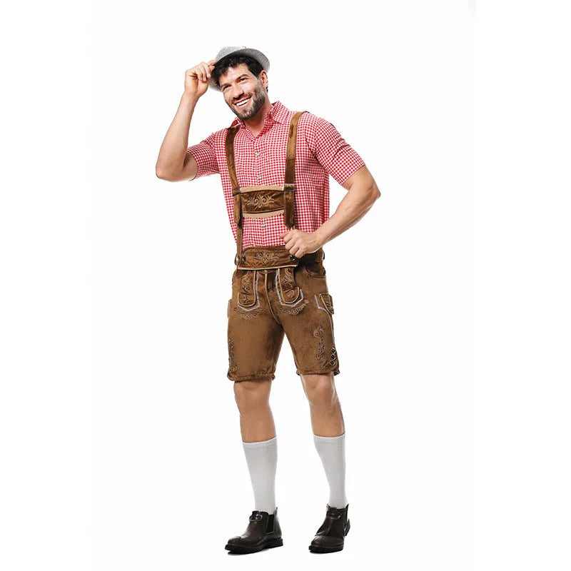 Men's Traditional Bavarian Costume Set with Lederhosen and Shirt