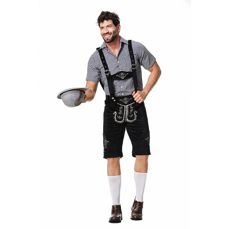 Men's Traditional Bavarian Costume Set with Lederhosen and Shirt