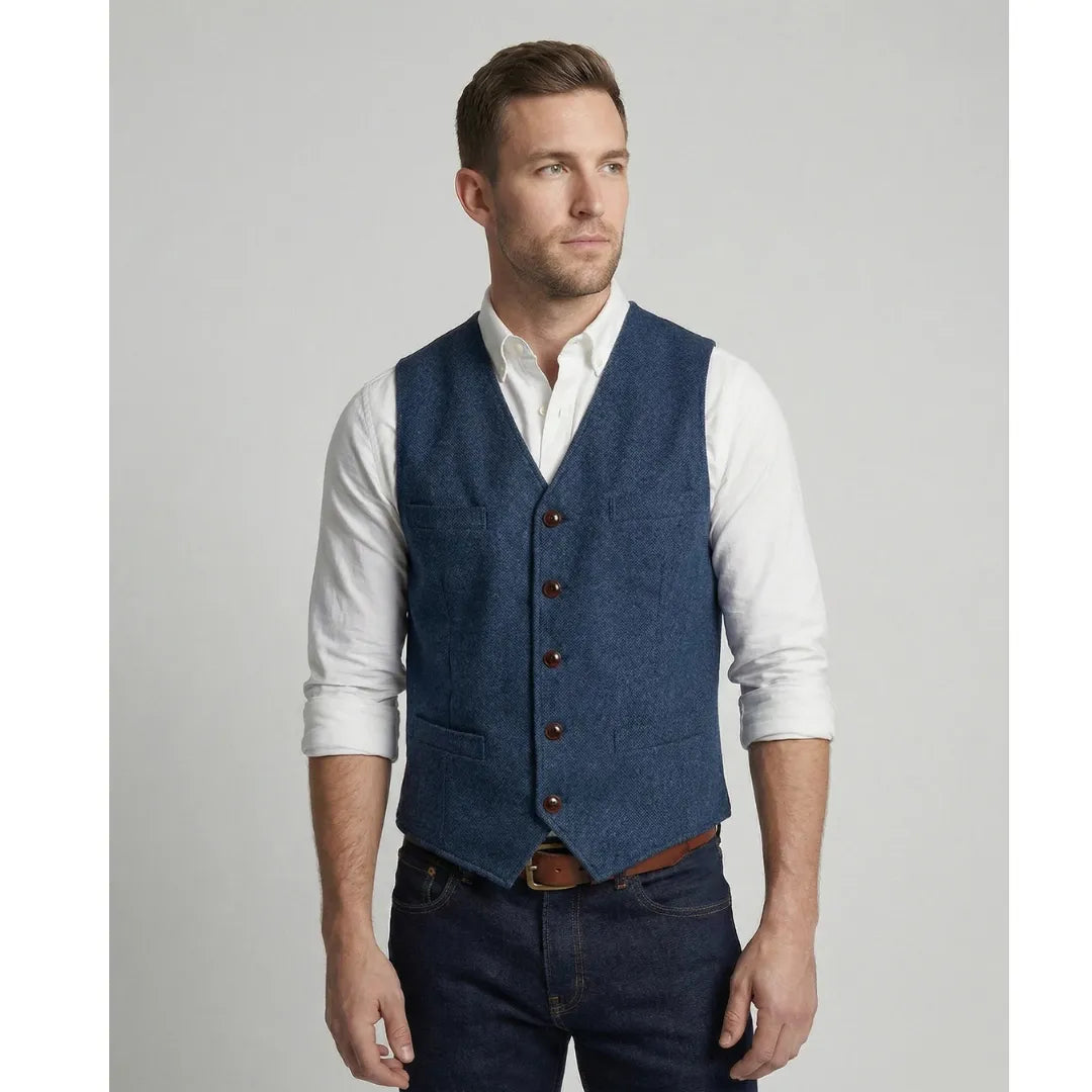 Men's Traditional Buttoned Vest with Elegant Cut
