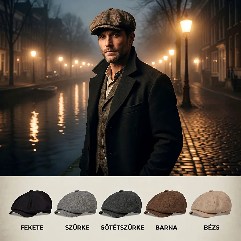 Men's Vintage Cotton Newsboy Flat Cap in Retro Style