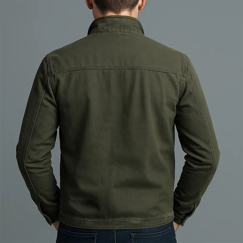 Men's Vintage Zip-Up Stand Collar Jacket