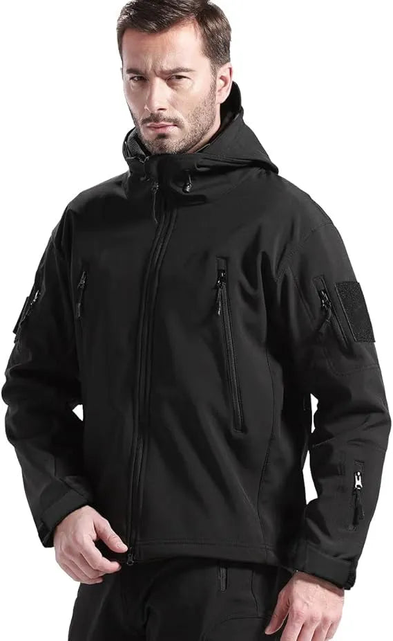 Men's Waterproof Outdoor Jacket and Trousers Set with Fleece Lining