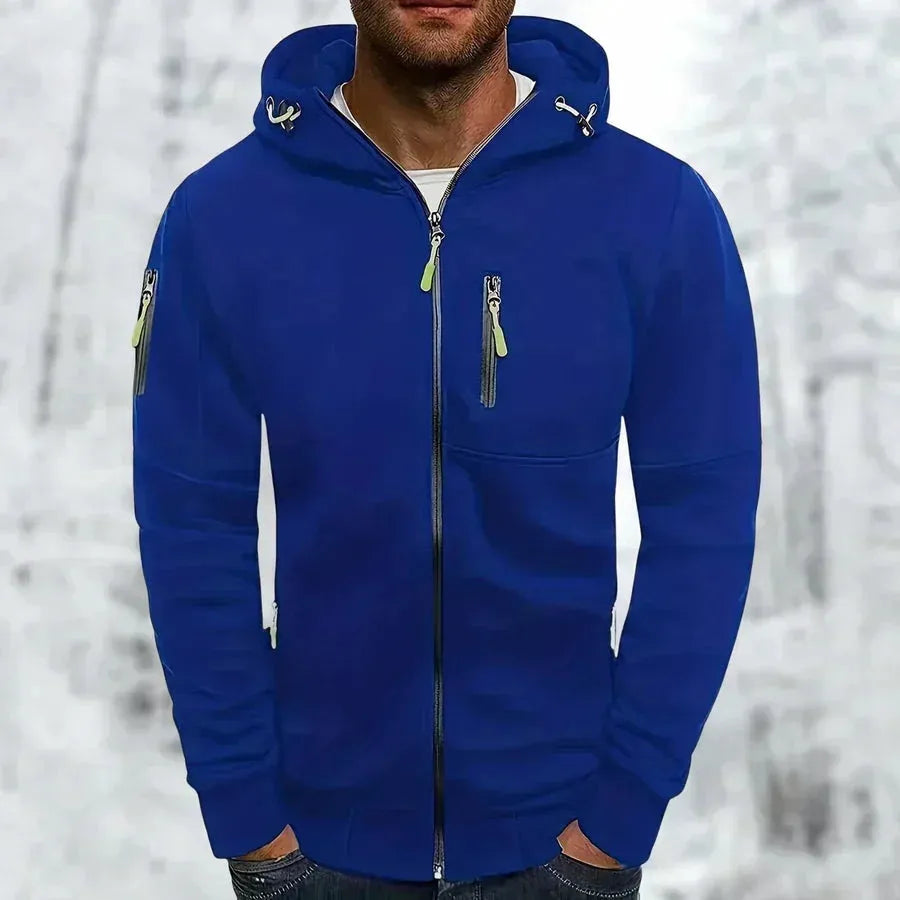 Men's Zip-Up Jacquard Hoodie with Relaxed Fit