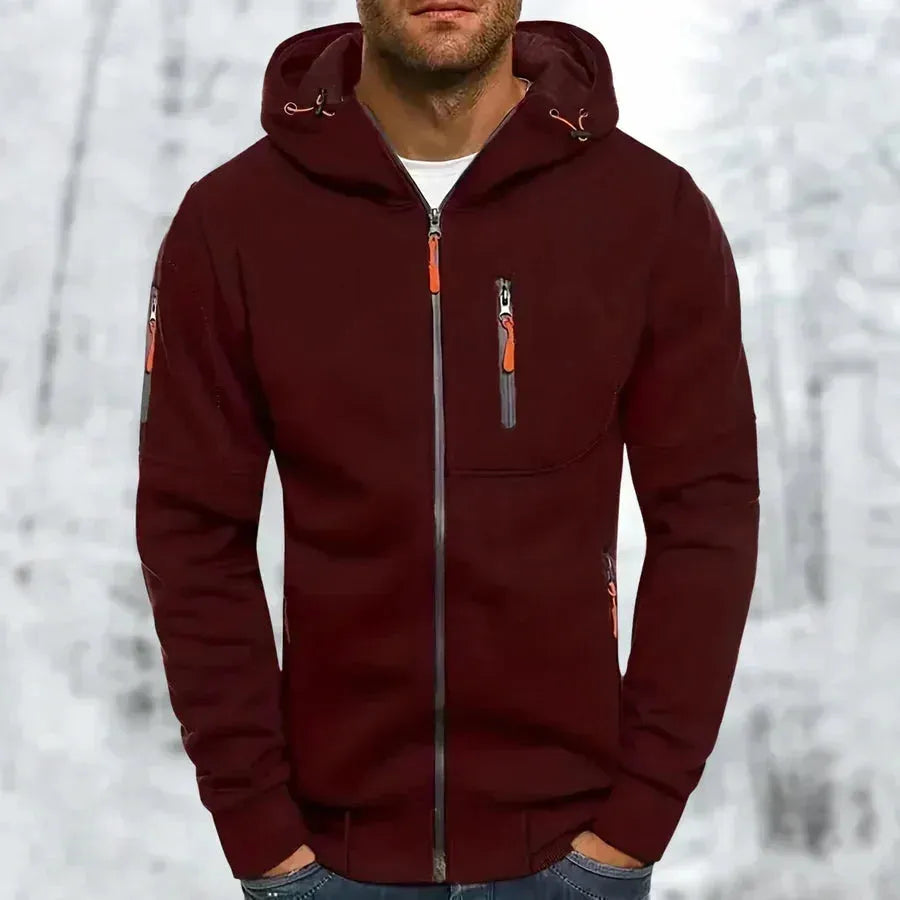 Men's Zip-Up Jacquard Hoodie with Relaxed Fit