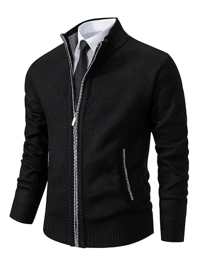 Men's Zip-Up Regular Fit Knit Cardigan
