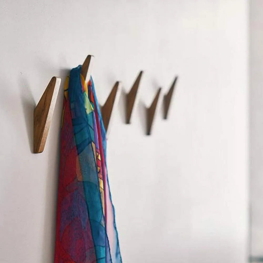 Minimalist Wooden Wall Hooks Set with Mounting Hardware
