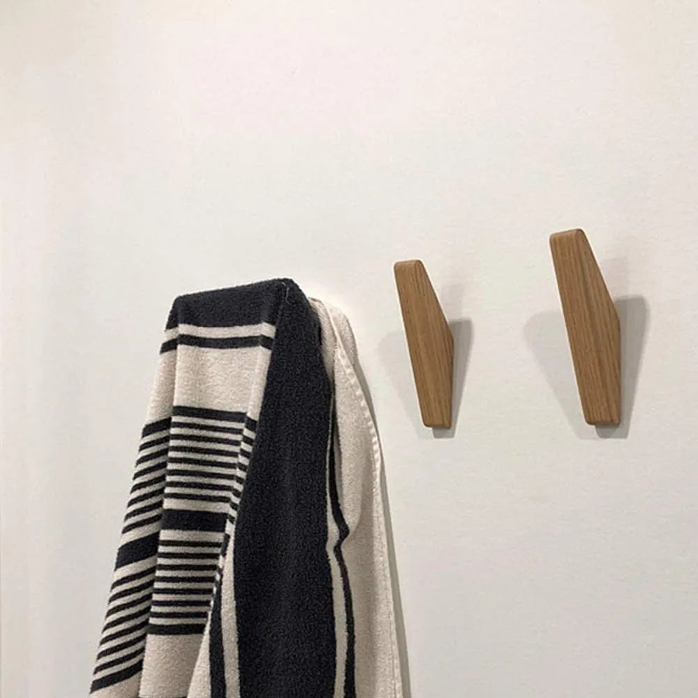 Minimalist Wooden Wall Hooks Set with Mounting Hardware