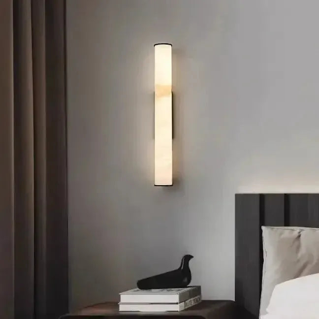 Modern Minimalist Marble LED Wall Sconce with Copper-Tone Finish