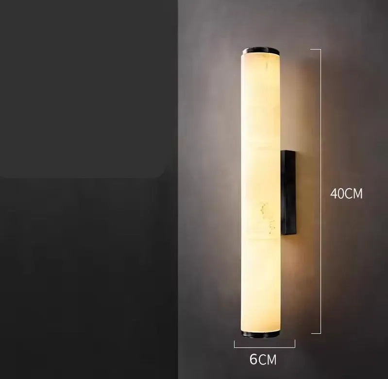 Modern Minimalist Marble LED Wall Sconce with Copper-Tone Finish