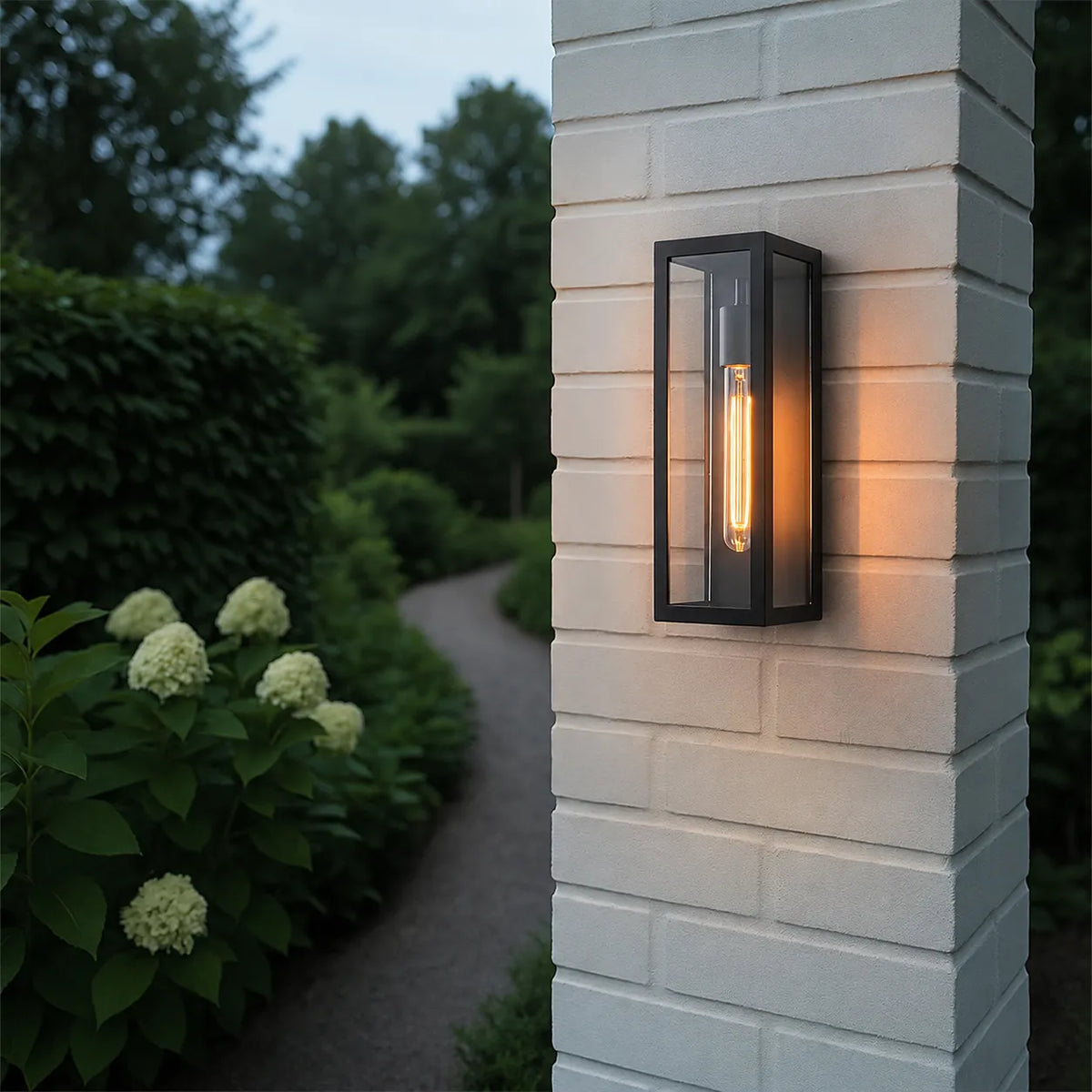 Modern Outdoor Wall Light with Dusk-to-Dawn Sensor