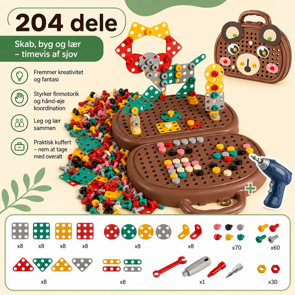 Montessori Tool Box Building Set with Toy Drill