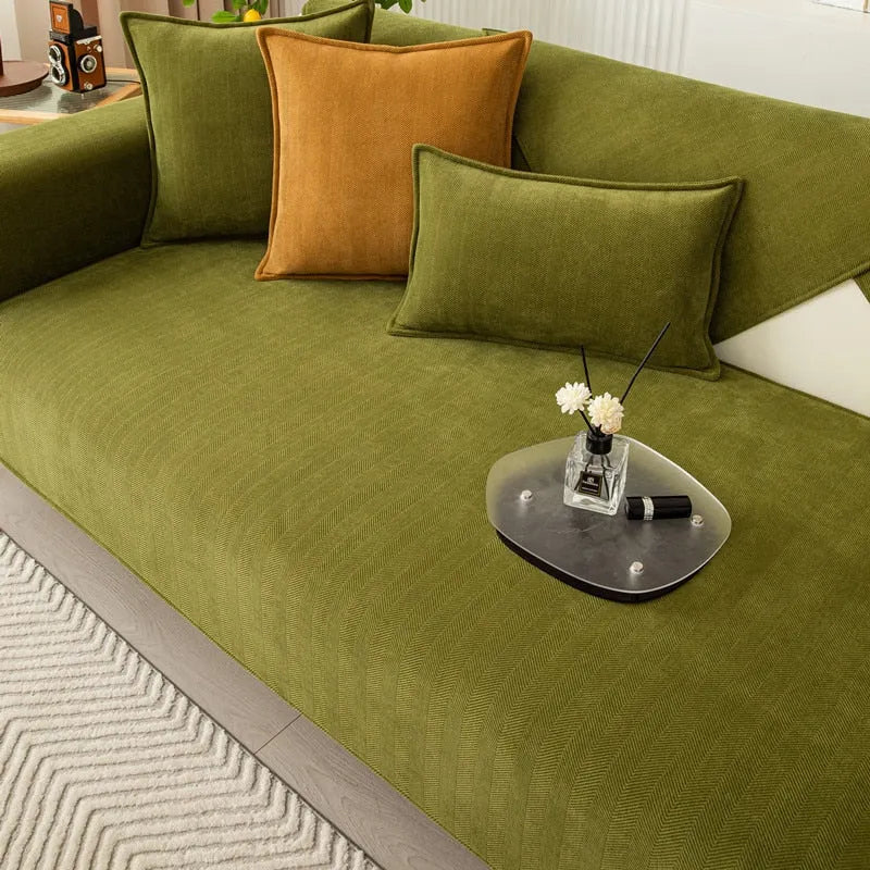 Non-Slip Chenille Sofa Cover with Textured Grip