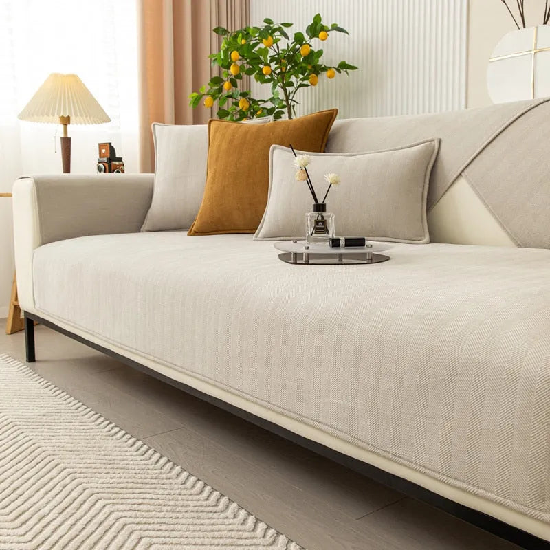 Non-Slip Chenille Sofa Cover with Textured Grip