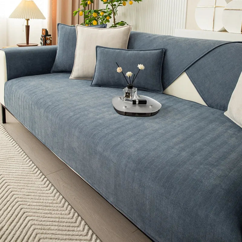 Non-Slip Chenille Sofa Cover with Textured Grip