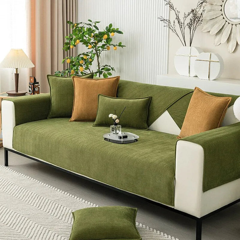 Non-Slip Chenille Sofa Cover with Textured Grip