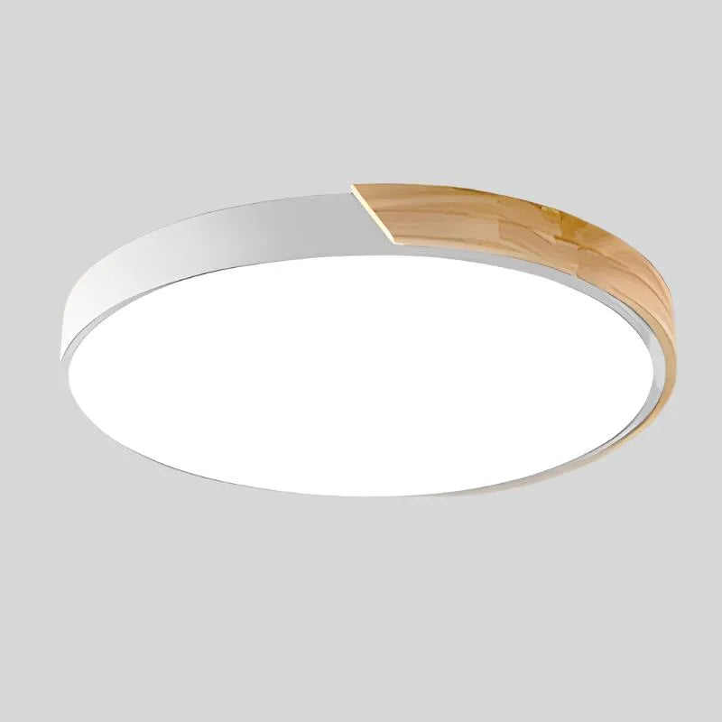 Nordic Macaron LED Ceiling Light with Wooden Accent