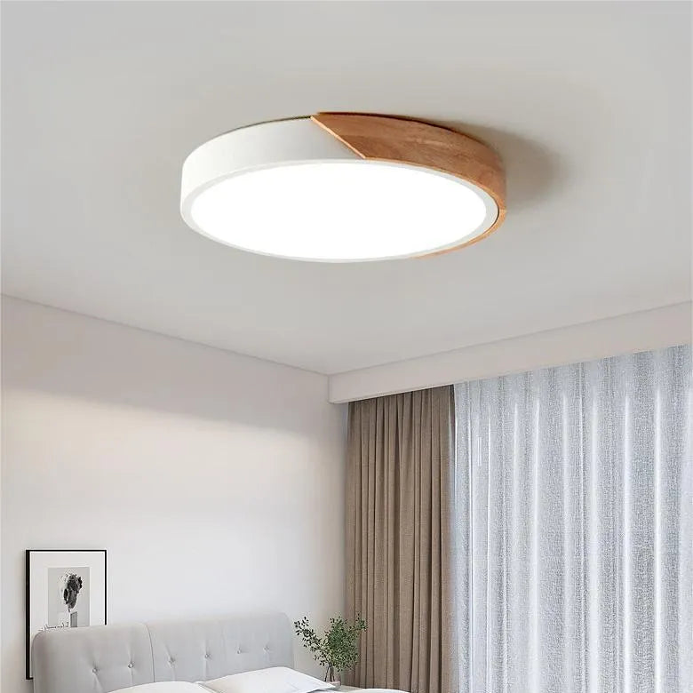 Nordic Macaron LED Ceiling Light with Wooden Accent