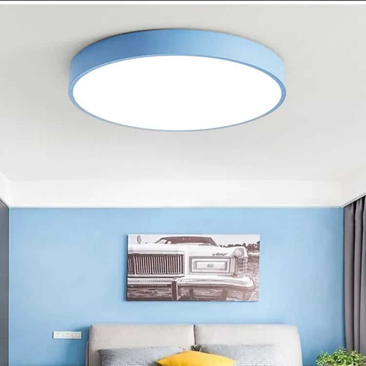 Nordic Macaron LED Ceiling Light with Wooden Accent