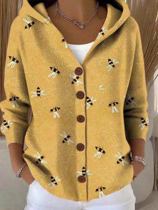 Oversized Art Print Hoodie with Velvet Fleece Lining