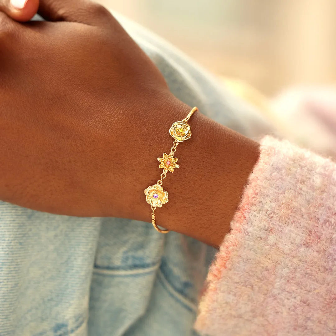 Personalized Birth Month Flower Bracelet