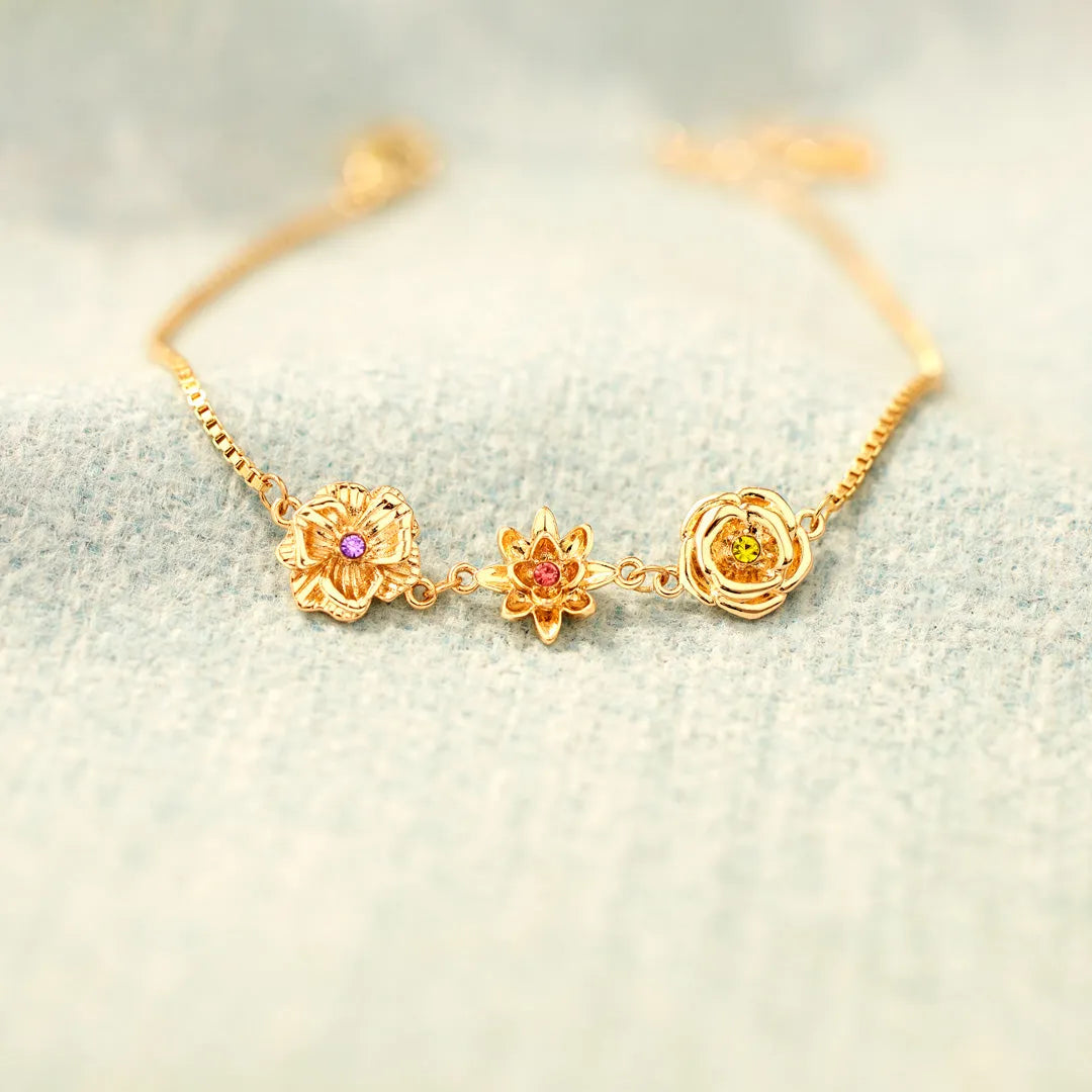 Personalized Birth Month Flower Bracelet