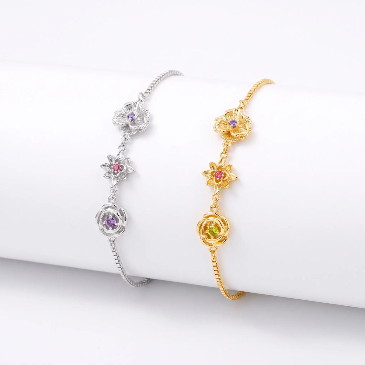 Personalized Birth Month Flower Bracelet